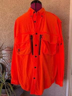 Cabela's Men's Bright Orange Field Hunting Fishing Camping  Shirt Jacket L Reg